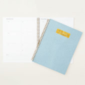 Nep Blauwe Leer Textuur Met Gouden Folie Banner Planner (Display)