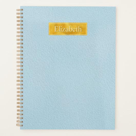 Nep Blauwe Leer Textuur Met Gouden Folie Banner Planner (Voorkant)