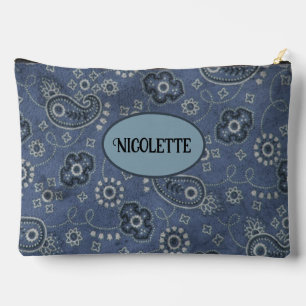 Nep Blauwe Suède en Western Blauwe Paisley Etui