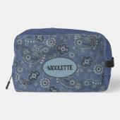 Nep Blauwe Suède en Western Blauwe Paisley   Toilettasje (Achterkant)