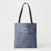Nep Blauwe Suède en Western Blauwe Paisley   Tote Bag (Voorkant)