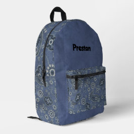 Nep Blauwsuède en Western Blauw Paisley Bedrukte Rugzak