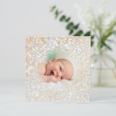 nep bokeh glittereffect babyfoto feestdagenkaart (Staand voorkant)
