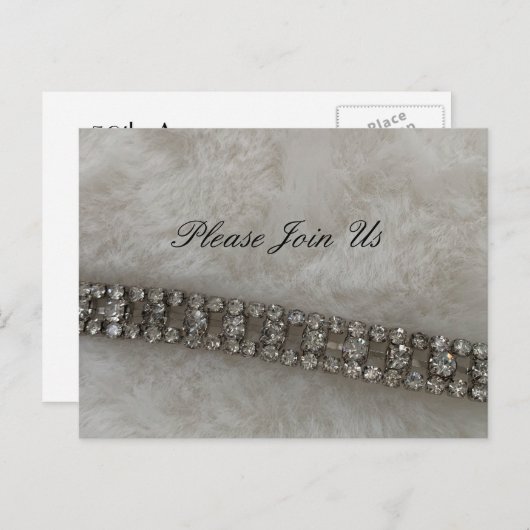 Nep bont en diamanten feestuitnodiging uitnodiging briefkaart (Voorkant / Achterkant)