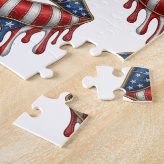 Nep Borduurwerk Gouden Patriottische Lippen Legpuzzel