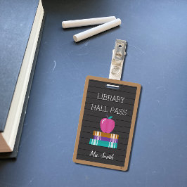 Nep briefbord Boeken & Apple Bibliotheek Hall Pass Badge