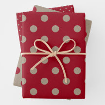 Nep bruin en rood kraftpapier met polka stippen