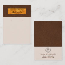 Nep bruin leer en gouden folie oorbellen display