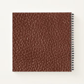 Nep bruin leer textuur gepersonaliseerde monogram  notitieboek (Achterkant)