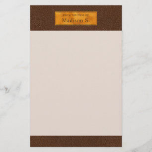Nep bruin leer textuur met gouden folie banner briefpapier