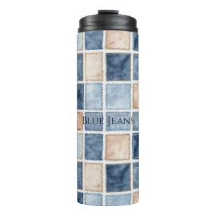 Nep Crème Denim Blauwe Broek Thermosbeker