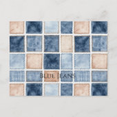 Nep Crème Denim Blauwe Broekstof Briefkaart (Voorkant)