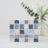 Nep Crème Denim Blauwe Broekstof Briefkaart (Staand voorkant)