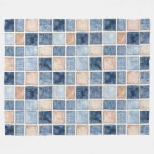 Nep Crème Denim Blauwe Broekstof Fleece Deken (Voorkant (Horizontaal))