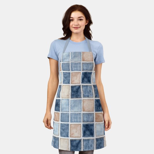Nep Crème Denim Blauwe Bruidsjurk Shower Schort (Gedragen)
