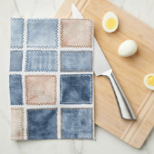 Nep Crème Denim Blauwe Jean Bruidsdouche Theedoek (Quarter Fold)