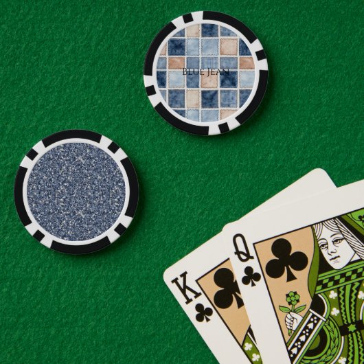 Nep Crème Denim Blauwe Jean Glitters Poker Chips (Pokertafel (Dubbel))