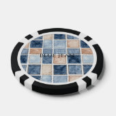 Nep Crème Denim Blauwe Jean Glitters Poker Chips (Enkel)