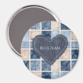 Nep Crème Denim Blauwe Spijkerhart Magneet (Voorkant / Achterkant)