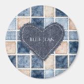Nep Crème Denim Blauwe Spijkerhart Magneet (Voorkant)