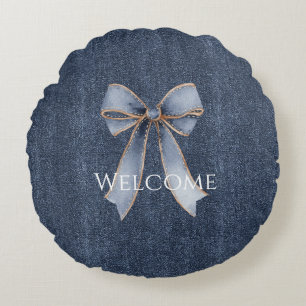 Nep Denim Blauwe Jean Boog Rond Kussen