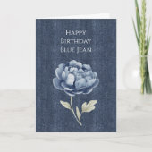 Nep Denim Blauwe Spijkerbloem Kaart (Voorkant)