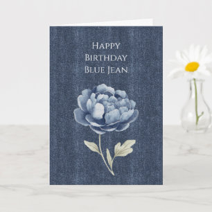 Nep Denim Blauwe Spijkerbloem Kaart