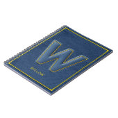 Nep Denim Gele Gestikte Monogram Letter W Notitieboek (Linkerzijde)