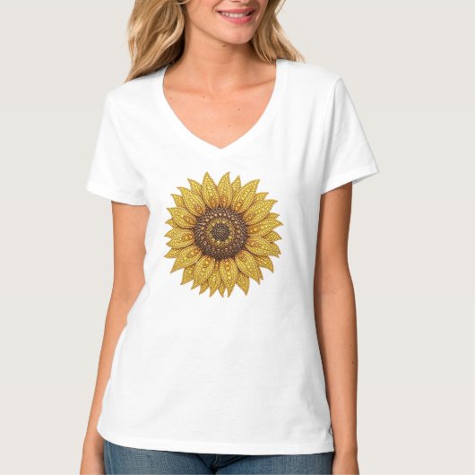 Nep diamant zonnebloem t-shirt (Voorkant)