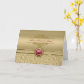 Nep donker robijnrode edelsteen metaalachtig goud  kaart (Gele Bloem)