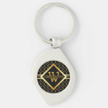 NEP faux gouden geometrisch patroon MONOGRAM op ZW