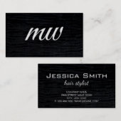 Nep fluweel zwart met monogram visitekaartje (Voorkant / Achterkant)