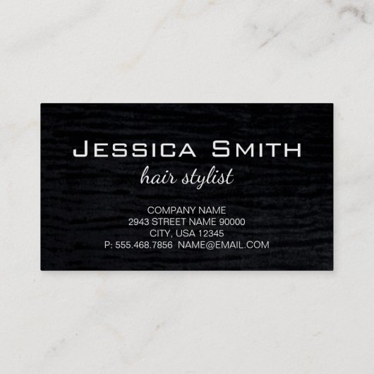 Nep fluweel zwart met monogram visitekaartje (Achterkant)