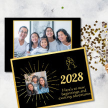 Nep Folie Zwart en Goud Foto Gelukkig Nieuwjaar