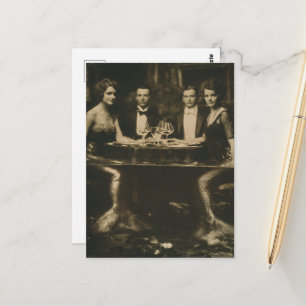 Nep-fotografie met zeemeermin-thema in vintage-sti briefkaart