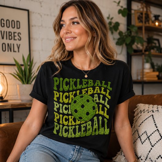 Nep garen retro pickleball ontwerp Tri-Blend shirt