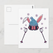 Nep garen skian konijn winter humor briefkaart (Voorkant / Achterkant)