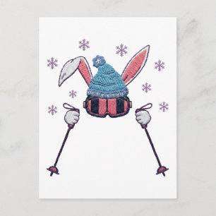 Nep garen skian konijn winter humor briefkaart