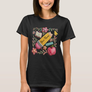 Nep garen textuur potlood aangepaste naam leraar t-shirt