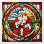 Nep Gebrandschilderd Jolly Kerstman Groot Raamsticker (Vel)