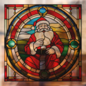 Nep Gebrandschilderd Jolly Kerstman Groot Raamsticker (Vel 2)