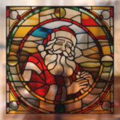 Nep gebrandschilderd Kerstman Groot Raamsticker (Vel 2)