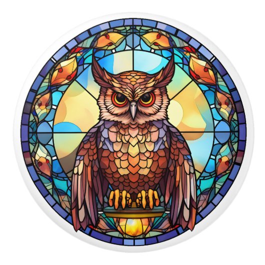 nep-gebrandschilderde glasuil keramische knop (Voorkant)