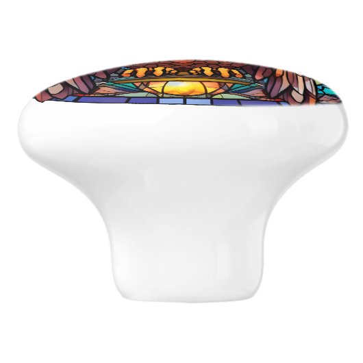 nep-gebrandschilderde glasuil keramische knop (Zijkant)