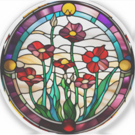 Nep gebrandschilderde ronde bloementuin sticker