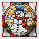 Nep Gebrandschilderde Sneeuwman Groot Raamsticker (Vel)