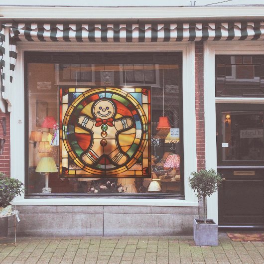 Nep Gebruinde-Glas Peperkoekman Groot Raamsticker