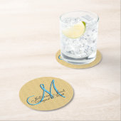 Nep geëmboste gouden monogram 3D Ronde Kartonnen Onderzetter (Insitu)
