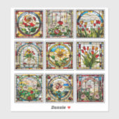 Nep-geglazuurde bloementuincollectie sticker (Vel)