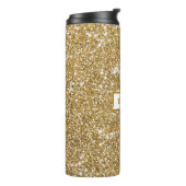 Nep gele glitter textuur uitzicht & aangepaste naa thermosbeker (Gedraaid links)